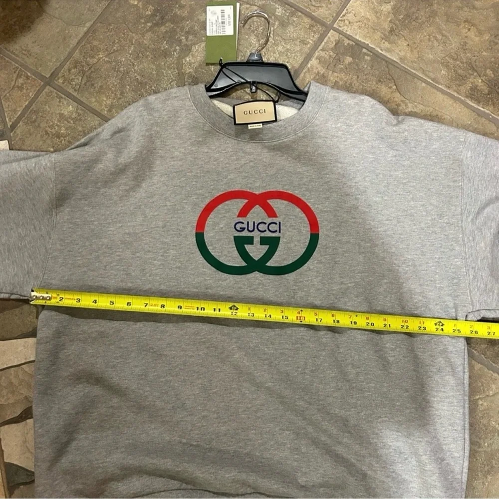 Men’s Gucci jersey cotton printed GREY MELANGE interlocking G sweatshirt size XL